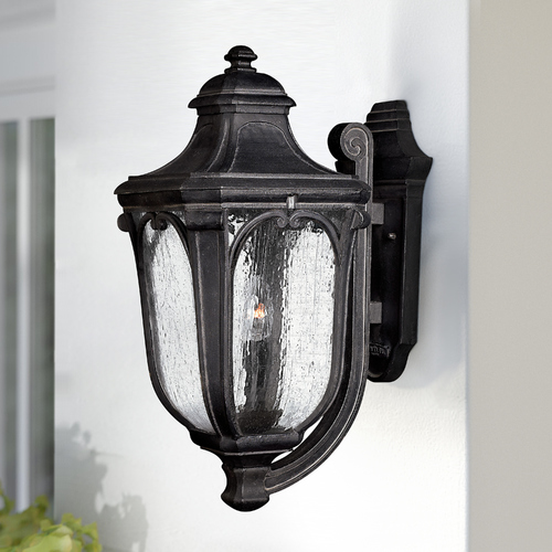 Seeded Glass Outdoor Wall Light Black by Hinkley Lighting