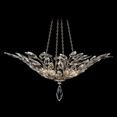 Fine Art Lamps Fine Art Lamps Crystal Laurel Antiqued Warm Silver Leaf Pendant Light 753640ST