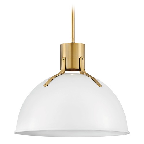 Argo 20-Inch Polished White & Lacquered Brass LED Pendant by Hinkley Lighting
