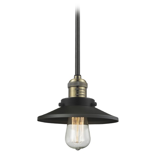 Innovations Lighting Innovations Lighting Railroad Black Antique Brass Mini-Pendant Light with Coolie Shade 201S-BAB-M6