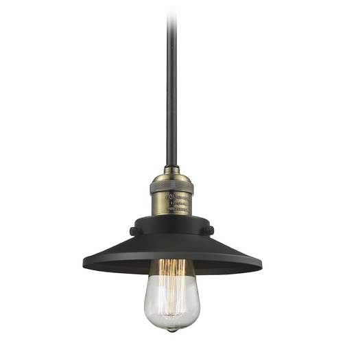 Railroad Black Antique Brass Mini Pendant by Innovations Lighting