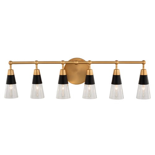 Ponti 6-Light ADA Vanity Light in Matte Black & New Brass by Kalco Lighting