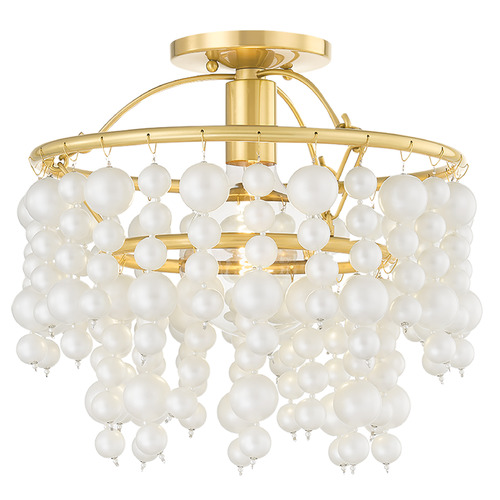 Mitzi Kinsley Aged Brass Beaded Flush Mount