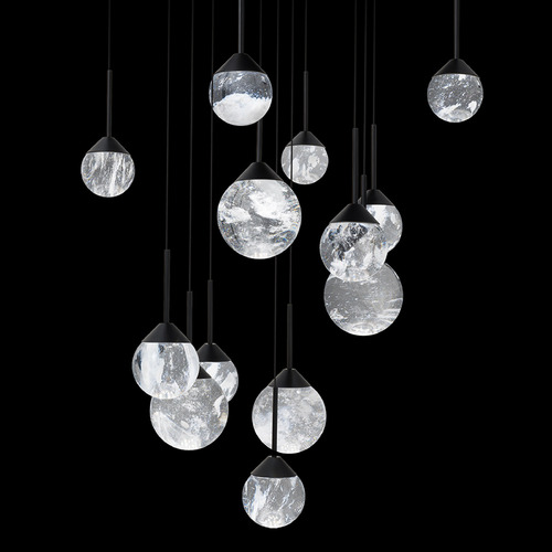 Schonbek Beyond Quest Black LED Multi-Light Pendant with Globe Shade