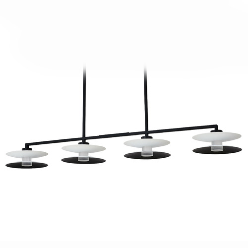 Kalco Lighting Fresno White and Matte Black LED Island Light with Bowl / Dome Shade
