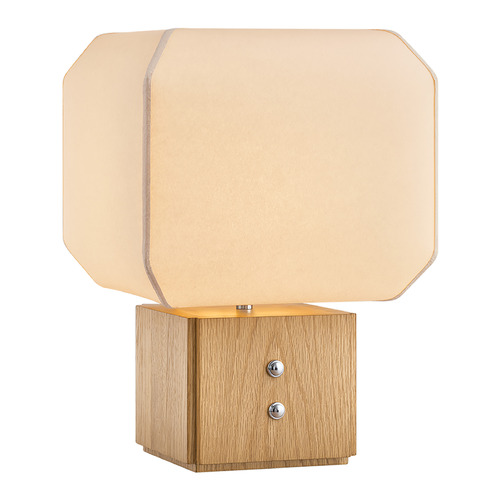 Hudson Valley Lighting Brice Polished Nickel & Oak LED Table Lamp with Square Shade