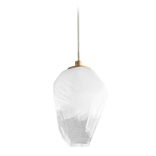 Oxygen Oxygen Vivo Aged Brass LED Mini-Pendant Light with Abstract Shade 3-809-40
