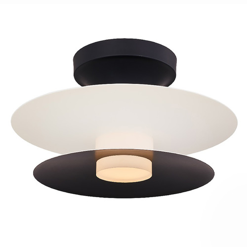 Kalco Lighting Kalco Lighting Fresno White and Matte Black LED Flushmount Light 516245WMB