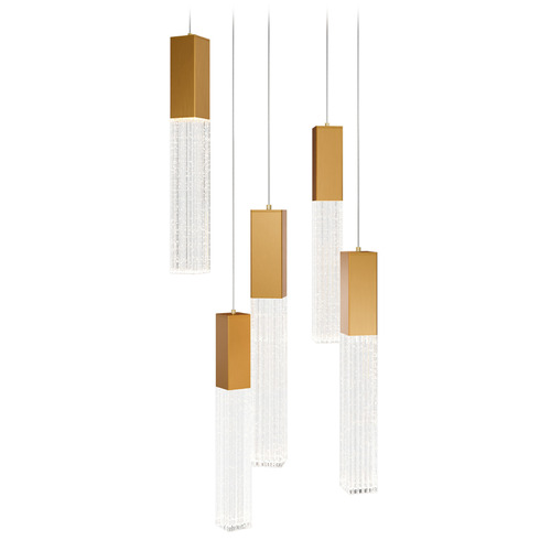 Modern Forms Cinema Aged Brass LED Multi-Light Pendant with Rectangle Shade