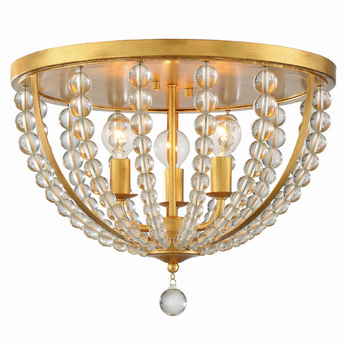 Crystorama Lighting Roxy Antique Gold Flushmount Light