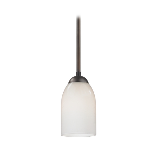 Design Classics Lighting Modern Mini-Pendant Light with Opal White Glass in Bronze 581-220 GL1024D