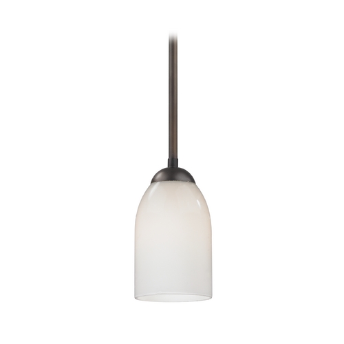 Modern Mini-Pendant Light with Opal White Glass in Bronze