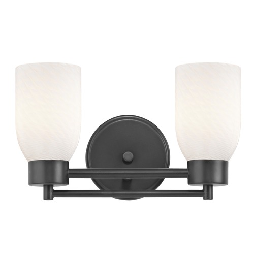 Design Classics Lighting Modern Bathroom Light White Glass Black 2 Lt 702-07 GL1020D