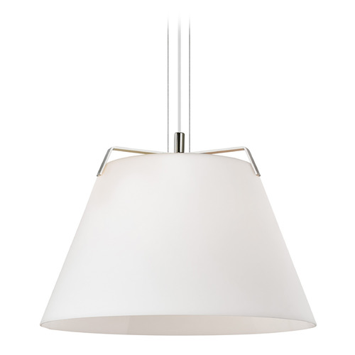Visual Comfort Modern Collection Devin Pendant in Polished Nickel & White by Visual Comfort Modern 700TDDEVPWNW