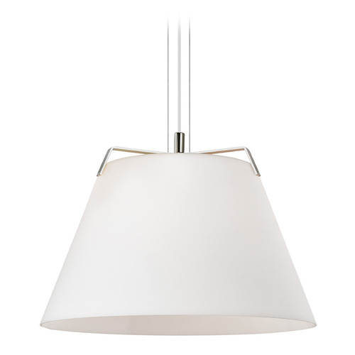 Devin Pendant in Polished Nickel & White by Visual Comfort Modern