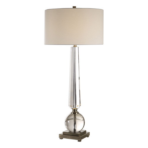 Uttermost Lighting The Uttermost Company Crista Cut Crystal Column & Brushed Antiqued Nickel Table Lamp with Drum Shade 27883
