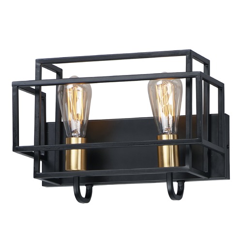 Liner Black & Satin Brass Bathroom Light by Maxim Lighting