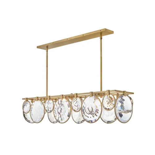 Nala 50-Inch Linear Chandelier in Heritage Brass by Fredrick Ramond
