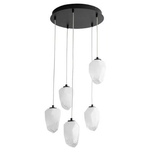 Oxygen Vivo Black LED Multi-Light Pendant with Abstract Shade