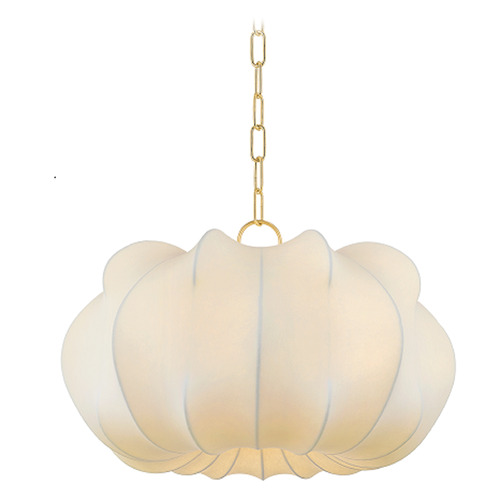 Mitzi By Hudson Valley Keilah Aged Brass Pendant Light with Scalloped Shade