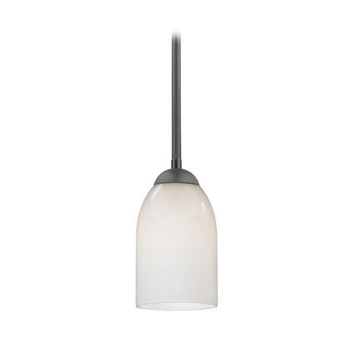 Black Mini-Pendant Light with Opal White Glass Shade