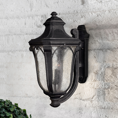 Seeded Glass Outdoor Wall Light Black by Hinkley Lighting