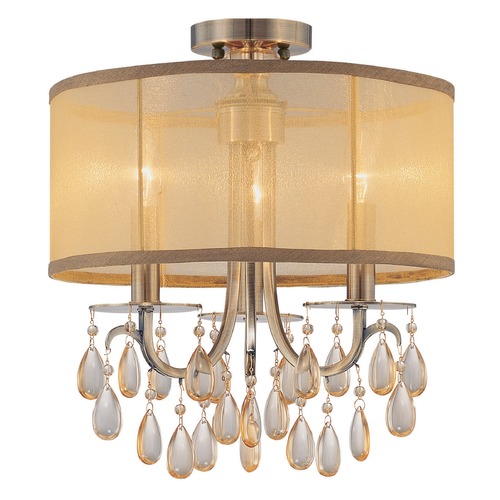 Crystorama Lighting Hampton Antique Brass Semi-Flushmount Light