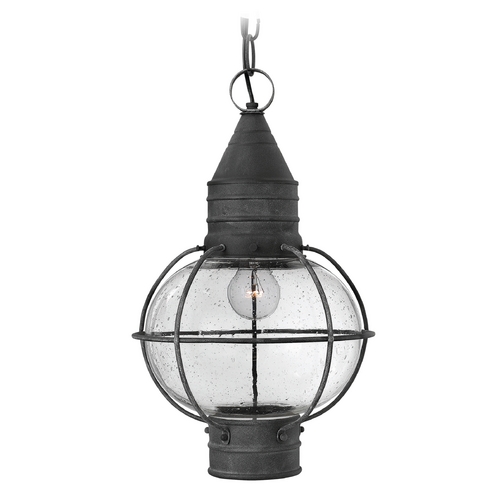 Seeded Glass Outdoor Hanging Light Zinc by Hinkley Lighting