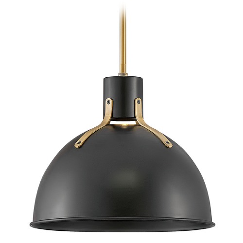 Hinkley Argo 14-Inch Satin Black & Lacquered Brass LED Pendant by Hinkley Lighting 3487SK