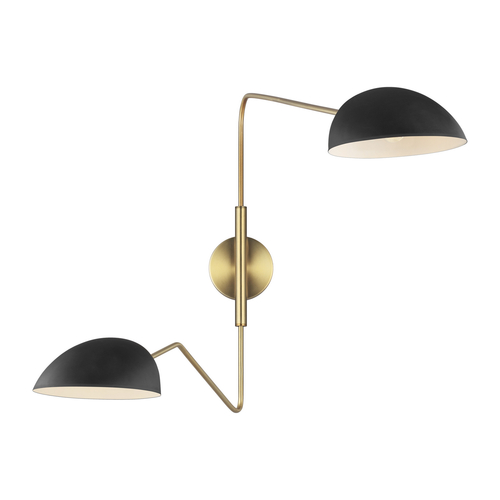 ED Ellen-DeGeneres Jane Black & Burnished Brass Double Task Sconce by Visual Comfort Studio
