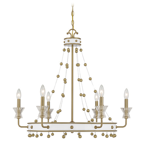 Savoy House Iris 6-Light Chandelier in White & Warm Brass by Savoy House 1-3804-6-142