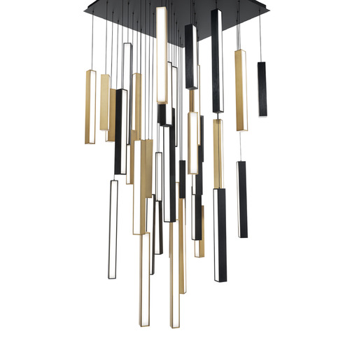 Modern Forms by WAC Lighting Modern Forms Chaos Black & Aged Brass LED Multi-Light Pendant PD-64841S-BK/AB-BK
