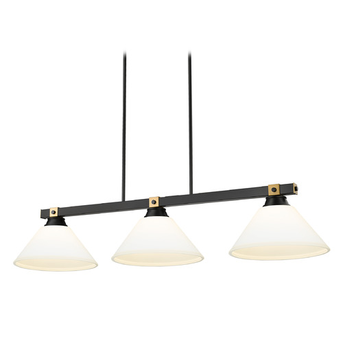 Z-Lite Z-Lite Bronte Matte Black & Rubbed Brass Billiard Light with Conical Shade 1955-3MB-RB-AMO14