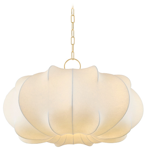 Mitzi By Hudson Valley Keilah Aged Brass Pendant Light with Scalloped Shade