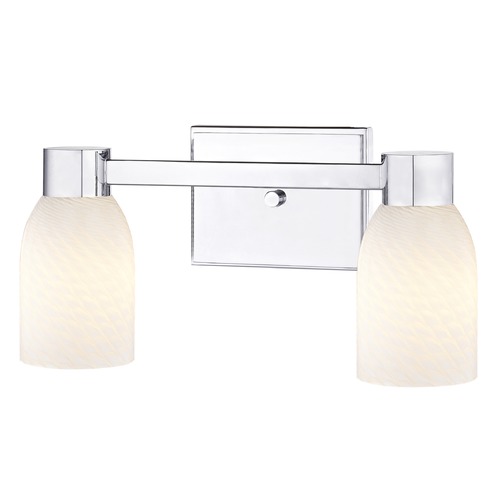 2-Light White Art Glass Vanity Light Chrome