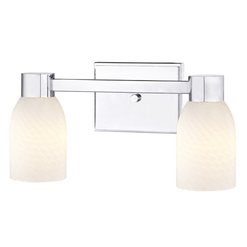 Design Classics Lighting 2-Light White Art Glass Vanity Light Chrome 2102-26 GL1020D