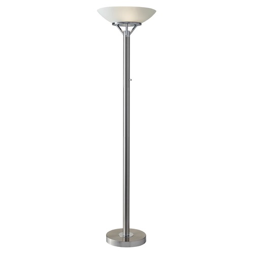 Adesso Home Lighting Adesso Home Expo Brushed Steel w/ Chrome Accents Torchiere Lamp with Bowl / Dome Shade 5023-22