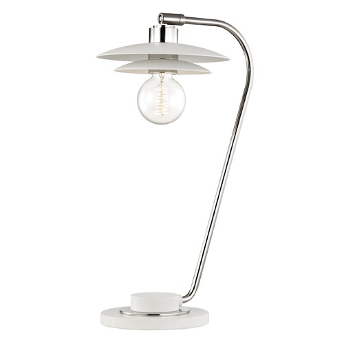 Mitzi by Hudson Valley Mid-Century Modern Table Lamp Polished Nickel / White Mitzi Milla by Hudson Valley HL175201-PN/WH
