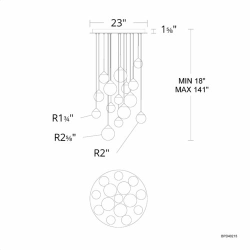 Schonbek Beyond Quest Black LED Multi-Light Pendant with Globe Shade