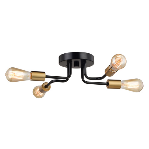Rhine Matte Black & Natural Brass Semi-Flush Mount by Vaxcel Lighting