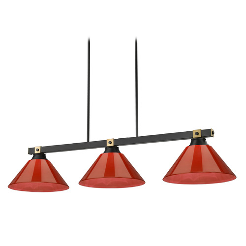 Z-Lite Z-Lite Bronte Matte Black & Rubbed Brass Billiard Light with Conical Shade 1955-3MB-RB-ARBG