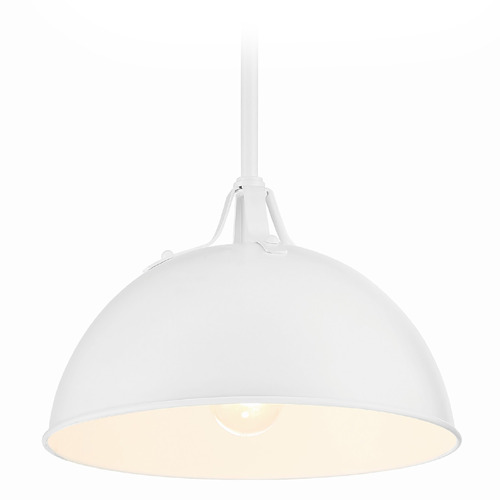 Crystorama Lighting Soto White Pendant Light with Bowl / Dome Shade