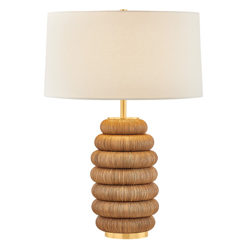 Hudson Valley Lighting Winbrook Aged Brass & Natural Pencil Rattan LED Table Lamp with Drum Shade