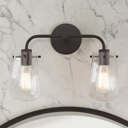 2-Light Clear Glass Bathroom Light Bronze