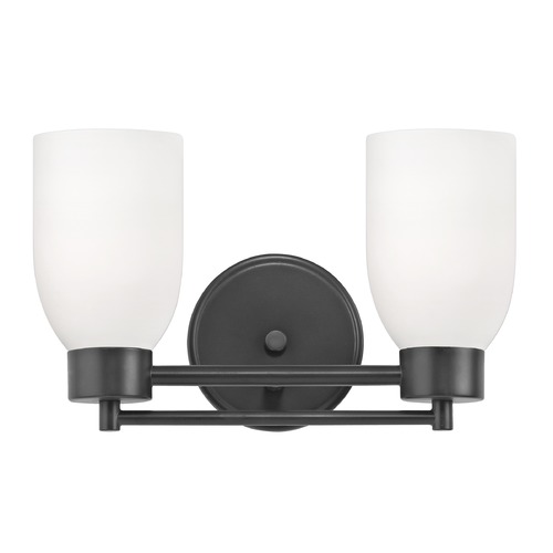 Design Classics Lighting Modern Bathroom Light White Glass Black 2 Lt 702-07 GL1028D