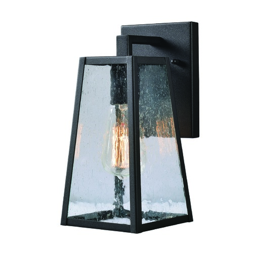 Kenroy Home Lighting Seeded Glass Outdoor Wall Light Black Kenroy Home Lighting 93137BL