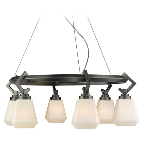 Hollis 6-Light Chandelier in Aged Steel by Golden Lighting