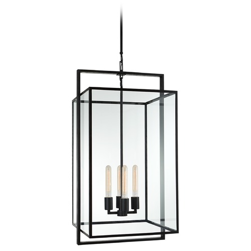 Visual Comfort Signature Collection Ian K. Fowler Halle Medium Lantern in Aged Iron by Visual Comfort Signature S5193AICG