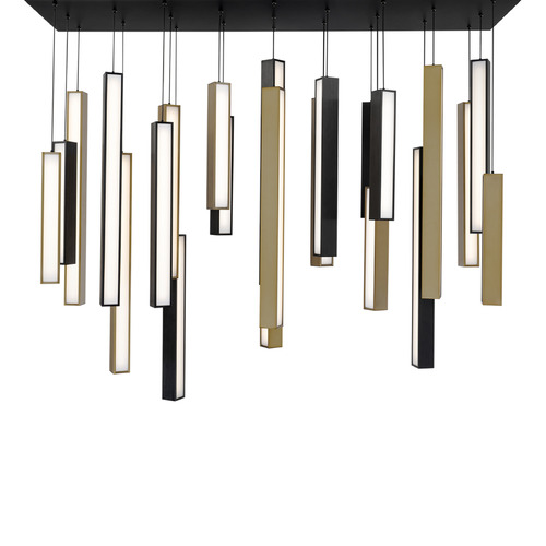 Modern Forms by WAC Lighting Modern Forms Chaos Black & Aged Brass LED Multi-Light Pendant PD-64823L-BK/AB-BK