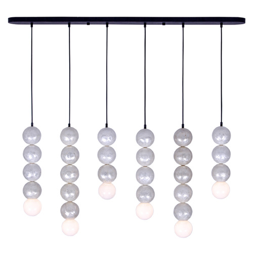 Kalco Lighting Kalco Lighting Pearls Matte Black Multi-Light Pendant with Globe Shade 522066MB
